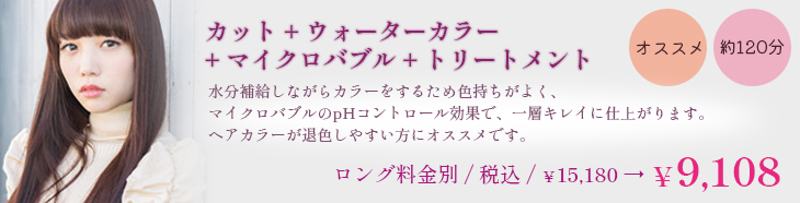 カット＋ウォーターカラー＋炭酸泉＋トリートメント