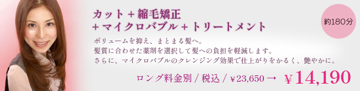 カット＋縮毛矯正＋炭酸泉＋トリートメント